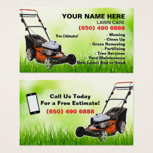 Mowing Service Business Card Green Lawn Care