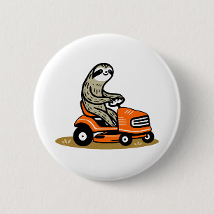 Mowing Sloth  2 Inch Round Button