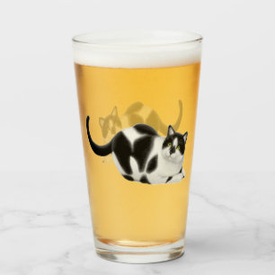 Moxie the Black White Cow Cat Drinking Glass
