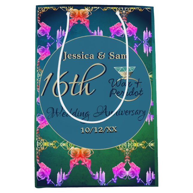 Moyen 16e Mariage, sac cadeau à fleur Statice (Devant)