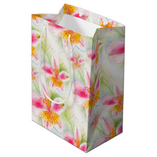Moyen Aquarelle Pérou Lily Alstroemeria sac cadeau art