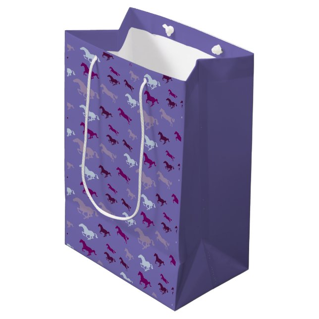 Moyen Beaucoup de Chevaux violets Design Sac cadeau (Devant Angle)