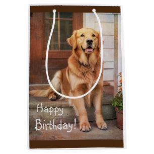 Moyen Bon Anniversaire Golden Retriever Cadeau Sac