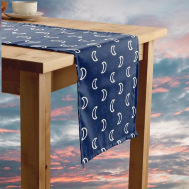 Moyen Chemin de table Ciel étoilé et Lune – Bleu marine (Créateur téléchargé)