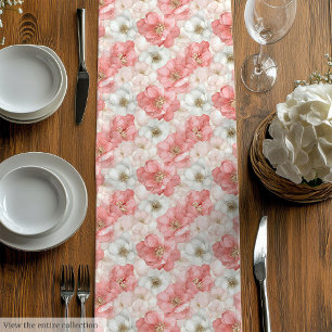 Moyen Chemin de table de mariage floral doré et rose chi
