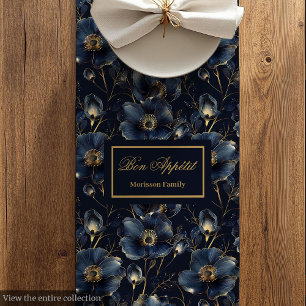 Moyen Chemin de table Navy Gold Flowers Chic Moderne Cad