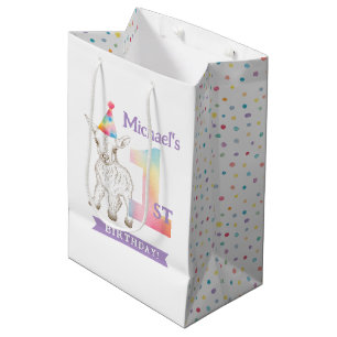 Moyen Chèvre 1er Anniversaire Sac cadeau - Mignonne anim