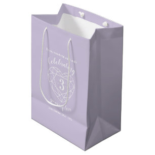 Moyen Crystal Anniversaire 3 ans femme sac cadeau