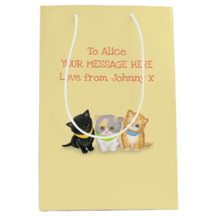 Moyen Cute chatons or sac cadeau personnalisé
