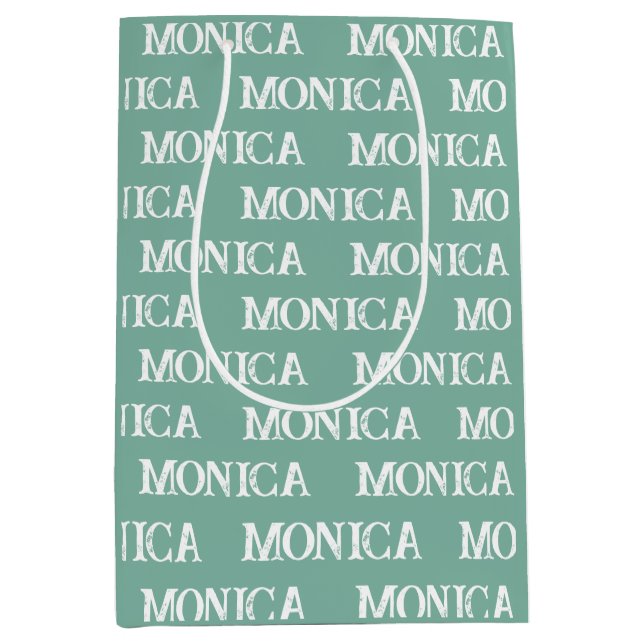 Moyen Cute Custom turquoise nom typographie Sac cadeau (Devant)