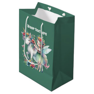 Moyen Cute licorn fée personnalisable Grand sac cadeau