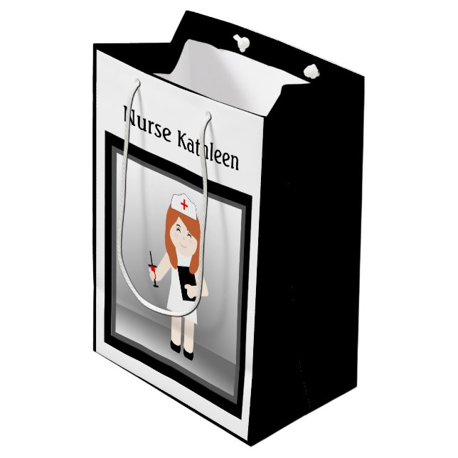 Moyen Cute Nurse 5 Med Cadeau sac (Devant Angle)