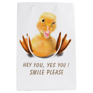 Moyen Drôle Jaune Canard Jouer Wink Sac Cadeau Sourire