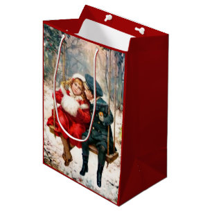 Moyen Enfants victoriens vintages sur le sac de cadeau