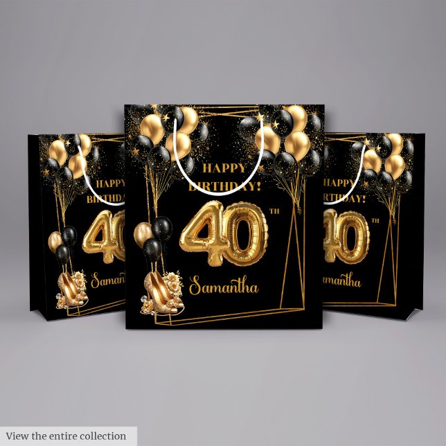 Moyen Gold High Heels 40th Birthday Cadeau sac ✨ (Gold High Heels 40th Birthday Gift Bag ✨)