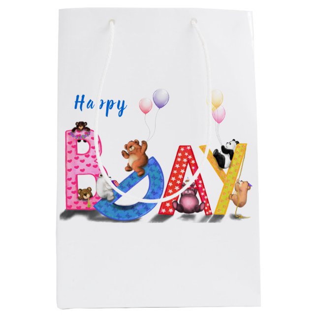 Moyen Happy Bears Party Anniversaire Cadeau Sac (Devant)