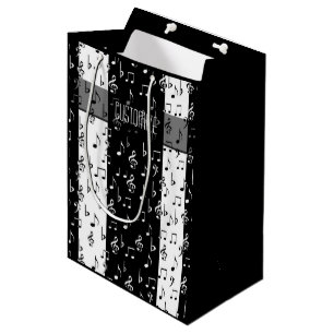 Moyen Le musical noir et blanc barre le sac de cadeau