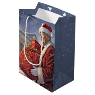Moyen Le Père Noël Trump Avec Sac Cadeau