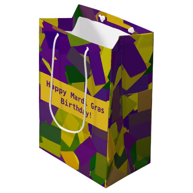 Moyen Mardi Gras Blocs Medium Cadeau Sac (Devant Angle)
