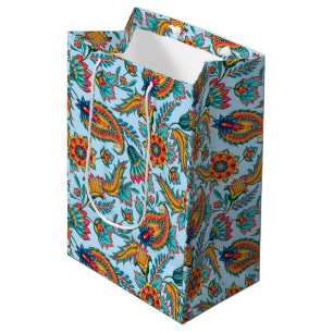 Moyen Motif vintage Paisley sur grand sac cadeau jaune
