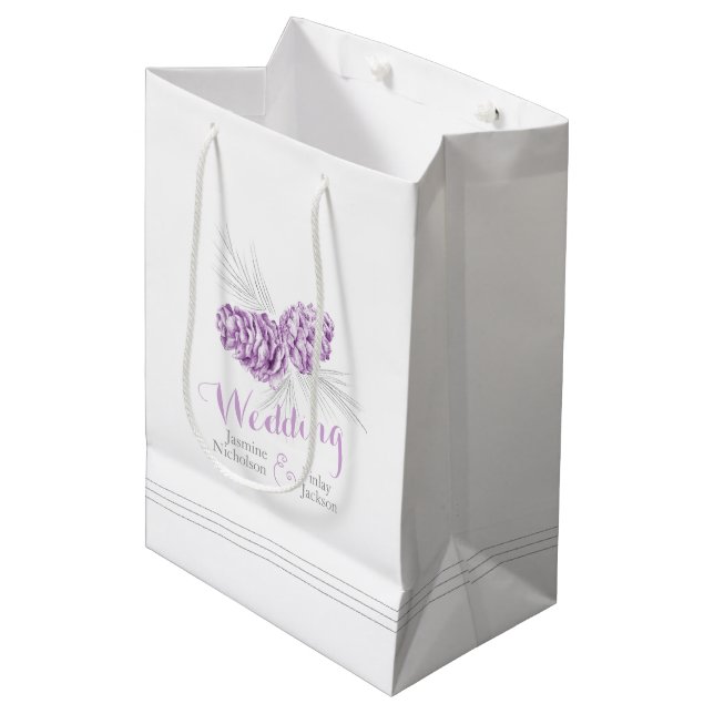 Moyen Pin violet cône dessin mariage cadeau sac (Devant Angle)