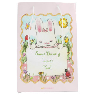 Moyen Pink Love Bunny cadeau sac