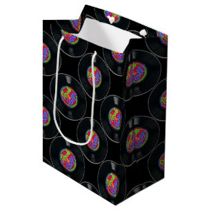 Moyen Rétro sac de cadeau de vinyle de roche et de petit