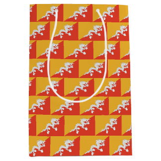Moyen Sac à cadeau avec le drapeau du Bhoutan