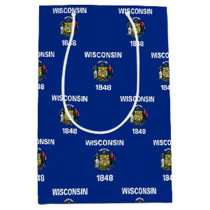 Moyen Sac à cadeau avec le drapeau du Wisconsin, États-U