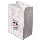 Sac cadeau à baby shower mignon Chouette rose