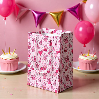 Moyen Sac Cadeau Anniversaire Gâteaux Roses