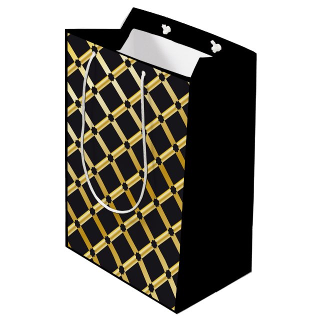 Moyen Sac cadeau Black & Gold Arabesque (Dos Angle)