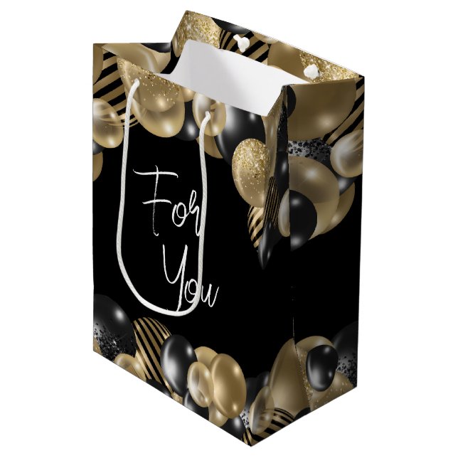 Moyen Sac cadeau Black Gold Parting Favoriser pour les c (Devant Angle)