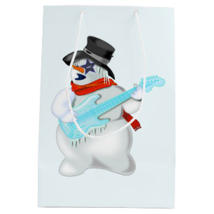 Moyen Sac Cadeau Bonhomme de Neige Rock and Roll