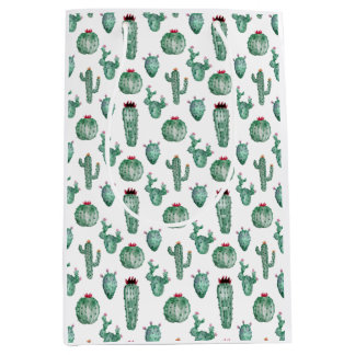 Moyen Sac cadeau Cactus Design, Aquarelle Design
