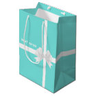 Sac cadeau chic et glamour bleu turquoise avec nœu