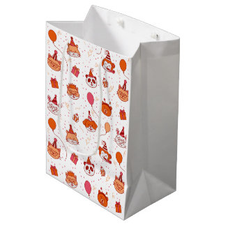 Moyen Sac cadeau d'animaux de fête mignons et heureux