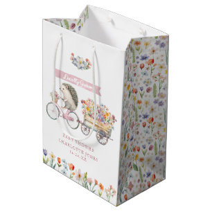 Moyen Sac cadeau de Baby shower de hérisson rose cultivé