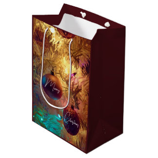 Moyen Sac cadeau de deux ornements d'arbre de Noël
