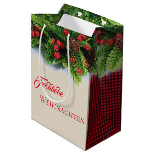Moyen Sac cadeau de Noël À feuillage persistant Frohlich