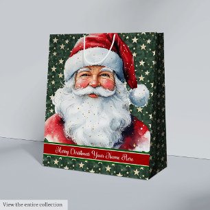 Moyen Sac cadeau de Noël avec Père Noël et Monogramme
