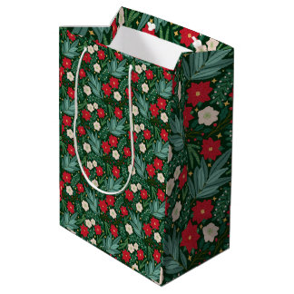 Moyen Sac cadeau de Noël Floral
