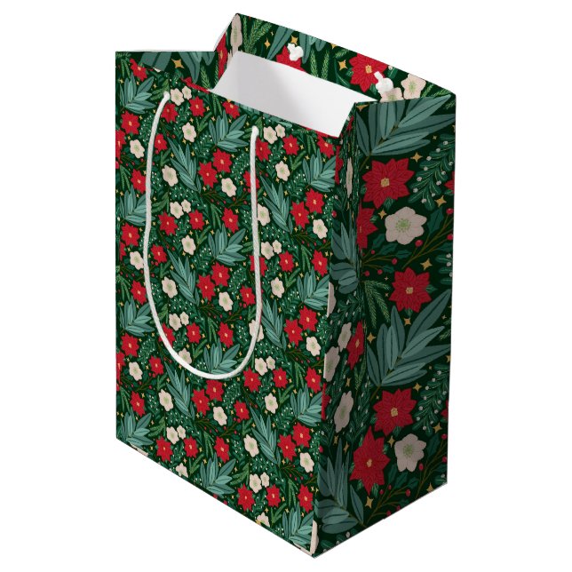 Moyen Sac cadeau de Noël Floral (Dos Angle)