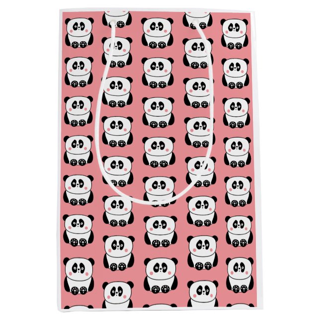 Moyen Sac cadeau de panda style kawaii (Devant)