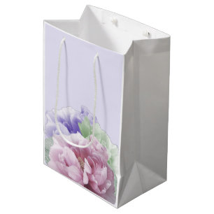 Moyen Sac cadeau de pivoines minimaliste