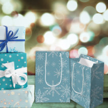 Sac cadeau de vacances pour flocon de neige bleu e