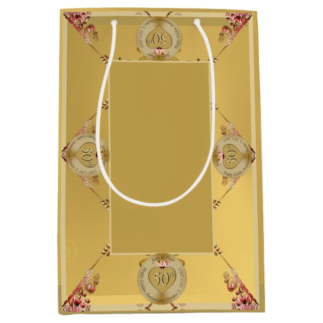 Moyen Sac cadeau du 50e ou 1er anniversaire Mariage (Devant)