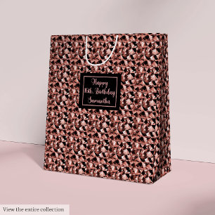 Moyen Sac Cadeau Élégant Paillettes Rose Doré Accent Mod