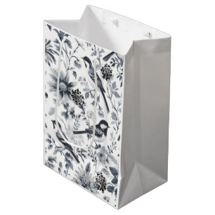 Moyen Sac cadeau en toile d'oiseau gris charbon