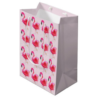 Moyen Sac cadeau Flamant rose rose mignon et coloré
